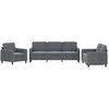 Sofa Sofos komplektas, 3 dalių, tamsiai pilkos spalvos, aksomas