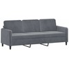 Sofa Sofos komplektas, 3 dalių, tamsiai pilkos spalvos, aksomas