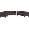 Sofa Sofos komplektas, 3 dalių, tamsiai rudos spalvos, audinys