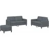 Sofa Sofos komplektas, 3 dalių, tamsiai pilkos spalvos, aksomas