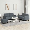 Sofa Sofos komplektas, 3 dalių, tamsiai pilkos spalvos, aksomas