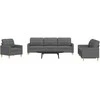 Sofa Sofos komplektas, 3 dalių, tamsiai pilkos spalvos, audinys