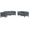 Sofa Sofos komplektas, 3 dalių, tamsiai pilkos spalvos, aksomas