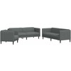Sofa Sofos komplektas, 3 dalių, tamsiai pilkos spalvos, audinys