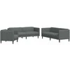 Sofa Sofos komplektas, 3 dalių, tamsiai pilkos spalvos, audinys