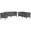Sofa Sofos komplektas, 3 dalių, tamsiai pilkos spalvos, audinys