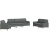 Sofa Sofos komplektas, 3 dalių, tamsiai pilkos spalvos, audinys