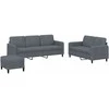 Sofa Sofos komplektas, 3 dalių, tamsiai pilkos spalvos, aksomas