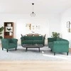 Sofa Sofos komplektas, 3 dalių, tamsiai žalios spalvos, aksomas