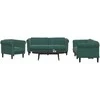 Sofa Sofos komplektas, 3 dalių, tamsiai žalios spalvos, aksomas