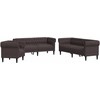 Sofa Sofos komplektas, 3 dalių, tamsiai rudos spalvos, audinys
