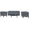 Sofa Sofos komplektas, 3 dalių, tamsiai pilkos spalvos, aksomas