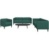 Sofa Sofos komplektas, 3 dalių, tamsiai žalios spalvos, audinys