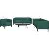Sofa Sofos komplektas, 3 dalių, tamsiai žalios spalvos, audinys