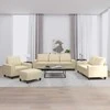 Sofa Sofos komplektas, 4 dalių, kreminės spalvos, audinys