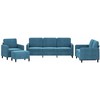 Sofa Sofos komplektas, 4 dalių, mėlynos spalvos, aksomas