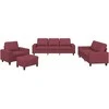 Sofa Sofos komplektas, 4 dalių, raudonojo vyno spalvos, audinys