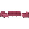 Sofa Sofos komplektas, 4 dalių, raudonojo vyno spalvos, aksomas