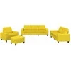 Sofa Sofos komplektas, 4 dalių, šviesiai geltonos spalvos, audinys