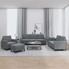 Sofa Sofos komplektas, 4 dalių, tamsiai pilkos spalvos, aksomas