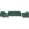 Sofa Sofos komplektas, 4 dalių, tamsiai žalios spalvos, aksomas
