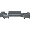 Sofa Sofos komplektas, 4 dalių, tamsiai pilkos spalvos, aksomas