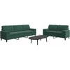 Sofa Sofos komplektas su pagalvėlėmis, 2 dalių, žalias, aksomas
