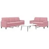 Sofa Sofos komplektas su pagalvėlėmis, 2 dalių, rožinis, aksomas