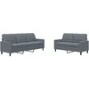 Sofa Sofos komplektas su pagalvėlėmis, 2 dalių, pilkas, aksomas