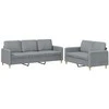 Sofa Sofos komplektas su pagalvėlėmis, 2 dalių, pilkas, audinys