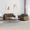 Sofa Sofos komplektas su pagalvėlėmis, 2 dalių, rudas, audinys