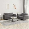 Sofa Sofos komplektas su pagalvėlėmis, 2 dalių, pilkas, dirbtinė oda