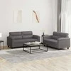 Sofa Sofos komplektas su pagalvėlėmis, 2 dalių, pilkas, dirbtinė oda