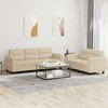 Sofa Sofos komplektas su pagalvėlėmis, 2 dalių, kreminis, audinys