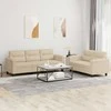 Sofa Sofos komplektas su pagalvėlėmis, 2 dalių, kreminis, audinys