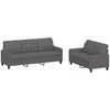 Sofa Sofos komplektas su pagalvėlėmis, 2 dalių, pilkas, dirbtinė oda