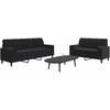 Sofa Sofos komplektas su pagalvėlėmis, 2 dalių, juodas, aksomas