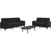 Sofa Sofos komplektas su pagalvėlėmis, 2 dalių, juodas, aksomas