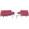 Sofa Sofos komplektas su pagalvėlėmis, 2 dalių, vyno, aksomas