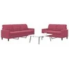 Sofa Sofos komplektas su pagalvėlėmis, 2 dalių, vyno, aksomas