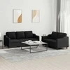 Sofa Sofos komplektas su pagalvėlėmis, 2 dalių, juodas, audinys