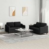 Sofa Sofos komplektas su pagalvėlėmis, 2 dalių, juodas, audinys