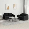 Sofa Sofos komplektas su pagalvėlėmis, 2 dalių, juodas, audinys