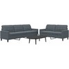 Sofa Sofos komplektas su pagalvėlėmis, 2 dalių, pilkas, aksomas