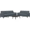 Sofa Sofos komplektas su pagalvėlėmis, 2 dalių, pilkas, aksomas