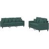 Sofa Sofos komplektas su pagalvėlėmis, 2 dalių, žalias, aksomas