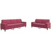 Sofa Sofos komplektas su pagalvėlėmis, 2 dalių, vyno, aksomas