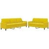 Sofa Sofos komplektas su pagalvėlėmis, 2 dalių, geltonas, aksomas