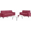 Sofa Sofos komplektas su pagalvėlėmis, 2 dalių, vyno, aksomas