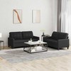 Sofa Sofos komplektas su pagalvėlėmis, 2 dalių, juodas, dirbtinė oda